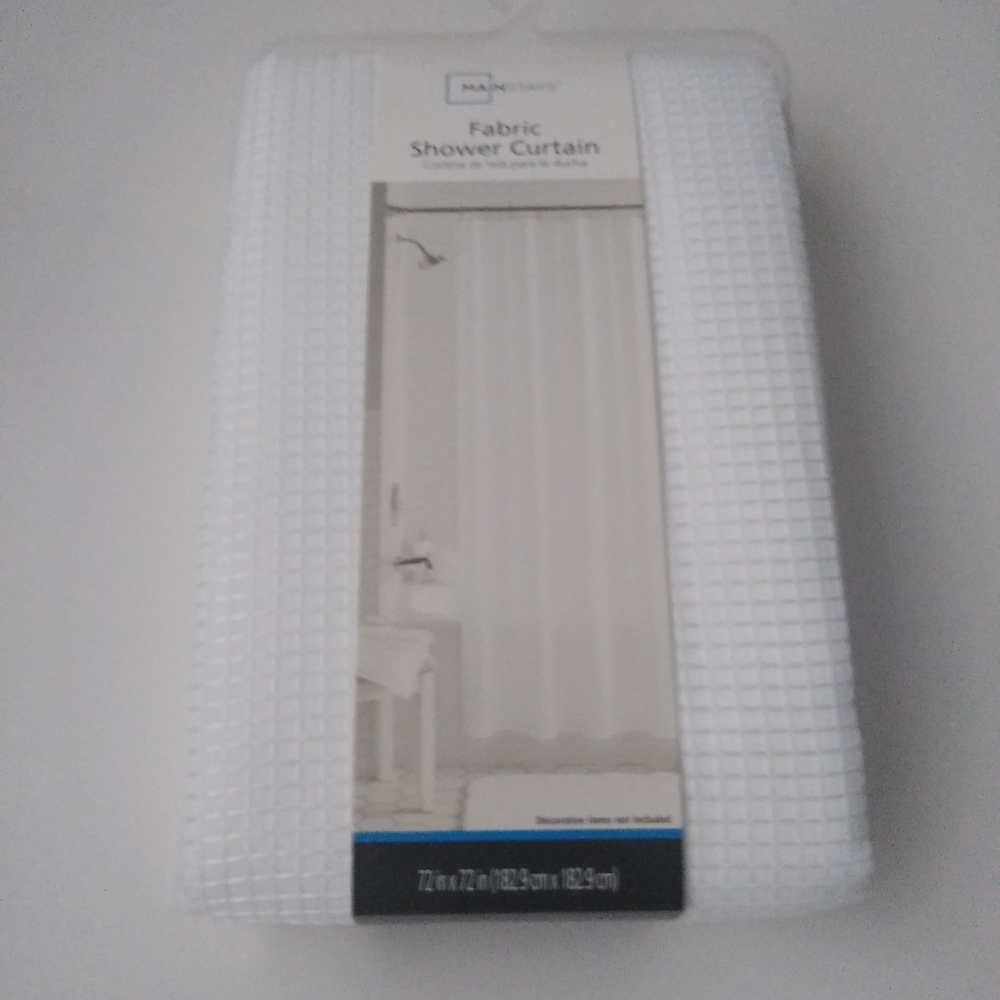 Mainstays Fabric Shower Curtain Waffle White 72x72